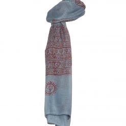 Yak & Yeti Mantra Om Printed Rayon Scarves Gray ACCESSORIES
