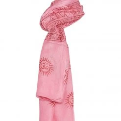 Yak & Yeti Mantra Om Printed Rayon Scarves Pink ACCESSORIES