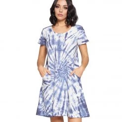 Yak & Yeti Dress Tie Dye Textured Fabric With Pockets Blue CLOTHING 11 Yak & Yeti Dress Tie Dye Textured Fabric With Pockets Blue CLOTHING