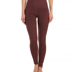 CLOTHING Everyday Yoga Uphold Cheetah High Waisted Leggings With Pockets 28" Burgundy Cheetah