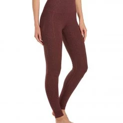 CLOTHING Everyday Yoga Uphold Cheetah High Waisted Leggings With Pockets 28" Burgundy Cheetah