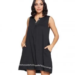 Yak & Yeti Dress Handstitched Details Layered Hem Black 11 Yak & Yeti Dress Handstitched Details Layered Hem Black