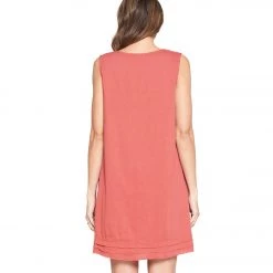 Yak & Yeti Dress Handstitched Details Layered Hem Coral