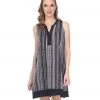 CLOTHING Yak & Yeti Dress Striped Tribal Print Loose Fit Gray
