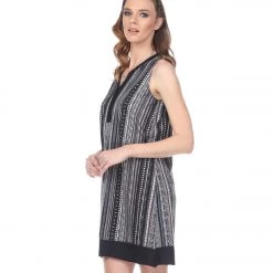 CLOTHING Yak & Yeti Dress Striped Tribal Print Loose Fit Gray