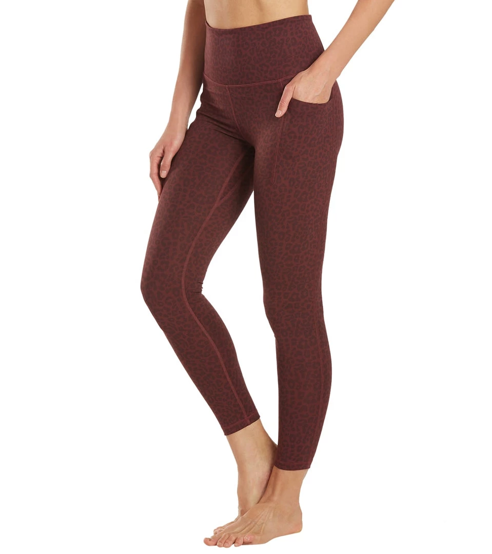 Everyday Yoga Uphold Cheetah High Waisted 7/8 Leggings With Pockets 25" Burgundy Cheetah CLOTHING 7 Everyday Yoga Uphold Cheetah High Waisted 7/8 Leggings With Pockets 25" Burgundy Cheetah CLOTHING