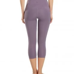 Everyday Yoga Uphold Solid High Waisted Capri Leggings With Pockets 21" Purple Taupe CLOTHING 11 Everyday Yoga Uphold Solid High Waisted Capri Leggings With Pockets 21