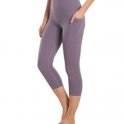 Everyday Yoga Uphold Solid High Waisted Capri Leggings With Pockets 21" Purple Taupe CLOTHING 13 Everyday Yoga Uphold Solid High Waisted Capri Leggings With Pockets 21