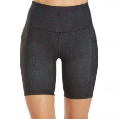 CLOTHING Everyday Yoga Uphold Tribe High Waisted Biker Shorts With Pockets 7" Black Tribal