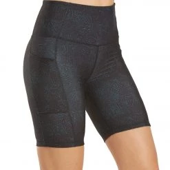 CLOTHING Everyday Yoga Uphold Tribe High Waisted Biker Shorts With Pockets 7" Black Tribal
