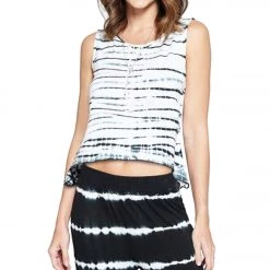 CLOTHING Yak & Yeti Crop Top Tie Dye Sleeveless Black