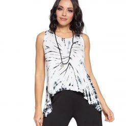 Yak & Yeti Top Tie Dye Sleeveless Racerback Black CLOTHING