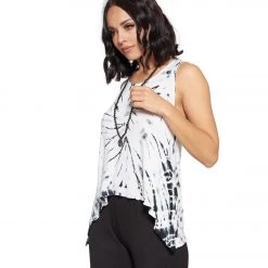 Yak & Yeti Top Tie Dye Sleeveless Racerback Black CLOTHING