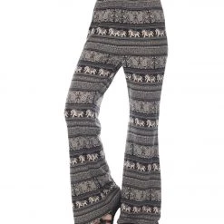 Yak & Yeti Elephant Print Pants Black/Beige CLOTHING