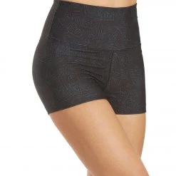 CLOTHING Everyday Yoga Uphold Tribe High Waisted Hot Yoga Shorts 1" Black Tribal