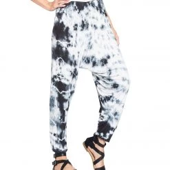 Yak & Yeti Harem Pants Tie Dye Elasticated Waist And Cuffs Black CLOTHING