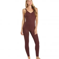 CLOTHING Everyday Yoga Radiant Cheetah Strappy Back Long Leotard 28" Burgundy Cheetah