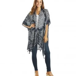 CLOTHING Yak & Yeti Kimono Wrap Mantra Floral With Tassels