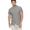Yak & Yeti Men's Button Up Kurta Shirt Solid Color Gray