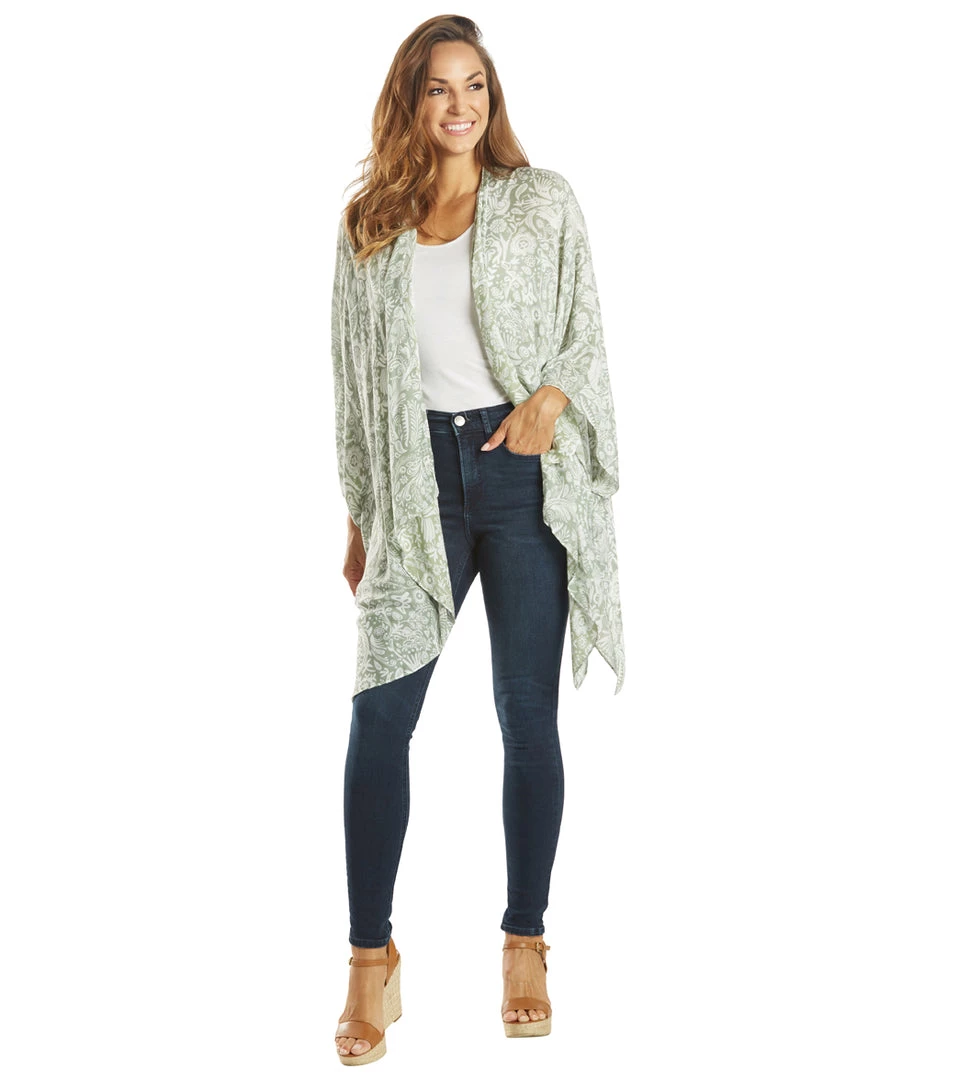 CLOTHING Yak & Yeti Kimono Wrap Floral Design Gray 3 CLOTHING Yak & Yeti Kimono Wrap Floral Design Gray