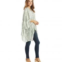 CLOTHING Yak & Yeti Kimono Wrap Floral Design Gray