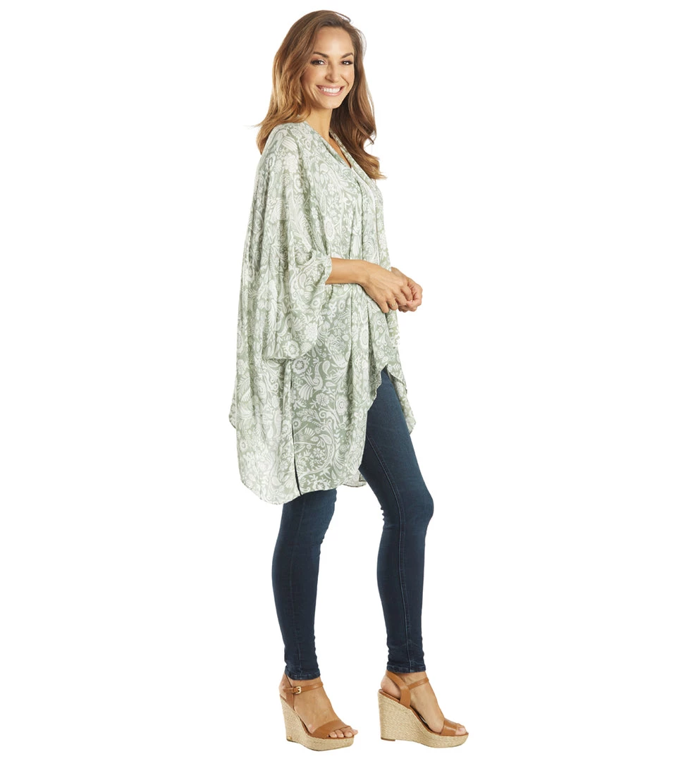 CLOTHING Yak & Yeti Kimono Wrap Floral Design Gray 4 CLOTHING Yak & Yeti Kimono Wrap Floral Design Gray