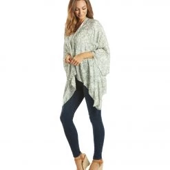 CLOTHING Yak & Yeti Kimono Wrap Floral Design Gray 11 CLOTHING Yak & Yeti Kimono Wrap Floral Design Gray