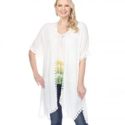 CLOTHING Yak & Yeti Cardigan Loose Fit Lace Trim White