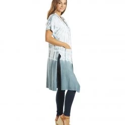 Yak & Yeti Kimono Wrap Tie Dye With Pockets Gray CLOTHING