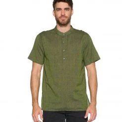 Yak & Yeti Men's Button Up Kurta Green CLOTHING