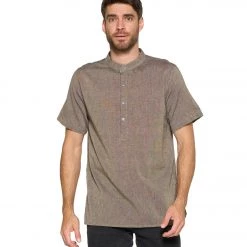 Yak & Yeti Men's Button Up Kurta Gray CLOTHING