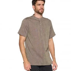 Yak & Yeti Men's Button Up Kurta Gray CLOTHING