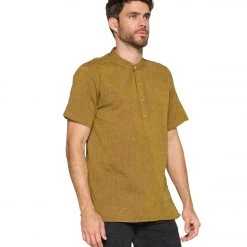 CLOTHING Yak & Yeti Men's Button Up Kurta Mustard