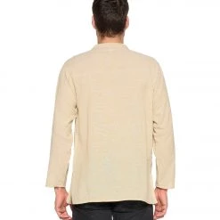 CLOTHING Yak & Yeti Men's Kurta Solid Color Cream