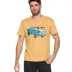 Yak & Yeti Vintage Hippie Van Life Men's T Shirt Mustard CLOTHING