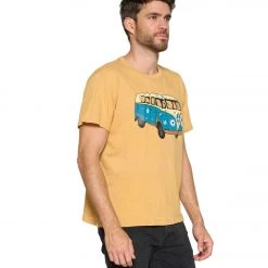 Yak & Yeti Vintage Hippie Van Life Men's T Shirt Mustard CLOTHING