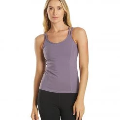 Everyday Yoga Radiant Solid Strappy Back Support Tank Purple Taupe CLOTHING