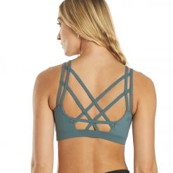 Everyday Yoga Radiant Solid Strappy Back Sports Bra Eucalyptus Grey