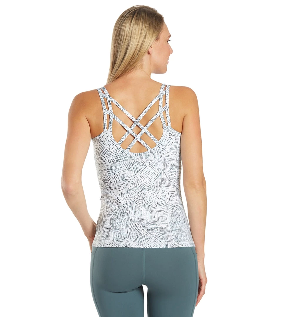 Everyday Yoga Radiant Tribe Strappy Back Support Tank White Tribal CLOTHING 5 Everyday Yoga Radiant Tribe Strappy Back Support Tank White Tribal CLOTHING