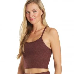 Everyday Yoga Unity Cheetah Crop Tank Burgundy Cheetah