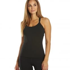 CLOTHING Everyday Yoga Bliss Solid Double Strap Support Tank Black