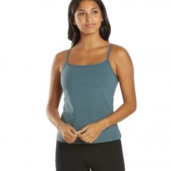 CLOTHING Everyday Yoga Divine Solid Scoop Back Support Tank Eucalyptus Grey