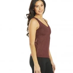 Everyday Yoga Instinct Cheetah Twisted Back Support Tank Burgundy Cheetah CLOTHING