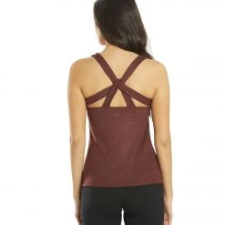Everyday Yoga Instinct Cheetah Twisted Back Support Tank Burgundy Cheetah CLOTHING