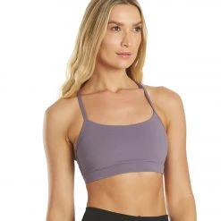CLOTHING Everyday Yoga Delight Solid Racer Back Sports Bra Purple Taupe