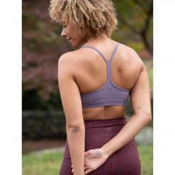 CLOTHING Everyday Yoga Delight Solid Racer Back Sports Bra Purple Taupe