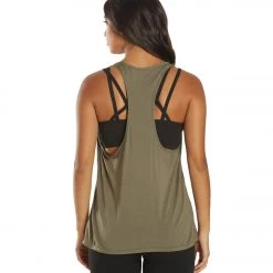 Everyday Yoga Motion Solid Racer Back Layering Tank Dark Olive CLOTHING