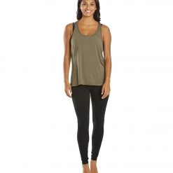 Everyday Yoga Motion Solid Racer Back Layering Tank Dark Olive CLOTHING