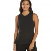 CLOTHING Everyday Yoga Blossom Solid Peplum Layering Muscle Tank Black