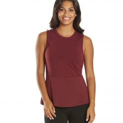 Everyday Yoga Blossom Solid Peplum Layering Muscle Tank Zinfandel CLOTHING